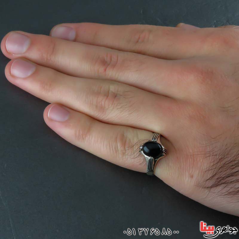 انگشتر عقیق سیاه (اونیکس) مردانه خاص _کد:21566