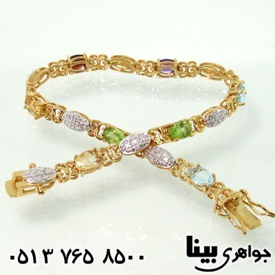 دستبند چند جواهر طرح ایکس زنانه