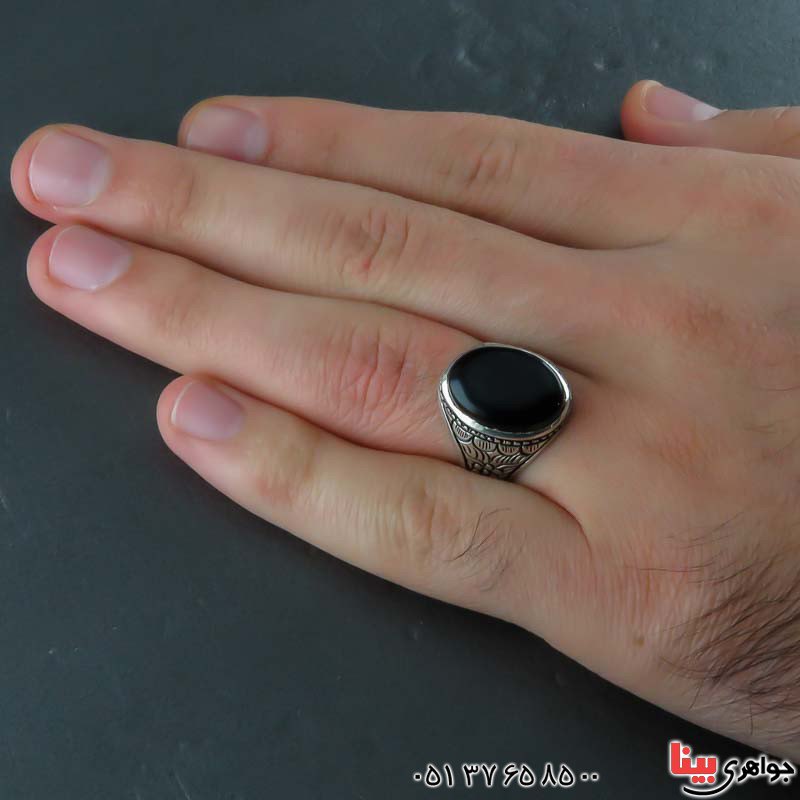 انگشتر عقیق سیاه (اونیکس) مردانه خاص _کد:21580