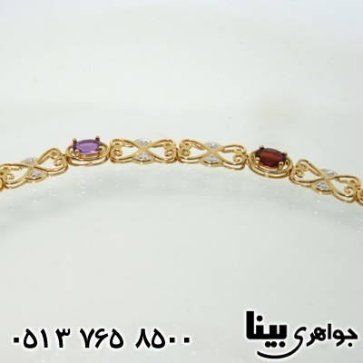 دستبند چند جواهر طرح قلب زنانه