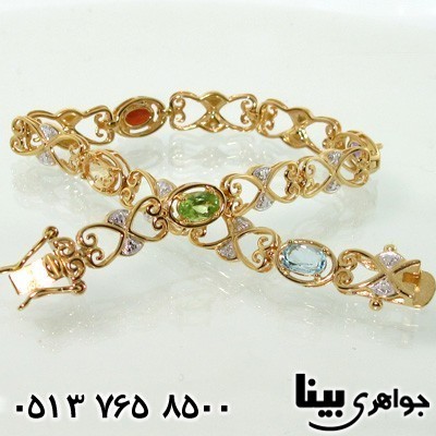 دستبند چند جواهر طرح قلب زنانه