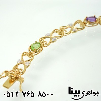 دستبند چند جواهر طرح قلب زنانه