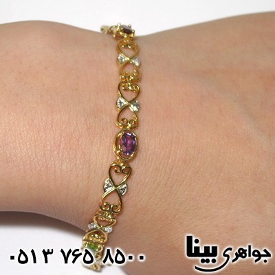 دستبند چند جواهر طرح قلب زنانه