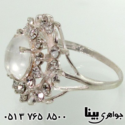 انگشتر عقیق سفید دُر زنانه دورجواهر