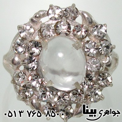 انگشتر عقیق سفید دُر زنانه دورجواهر