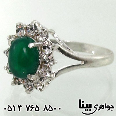 انگشتر عقیق سبز شکوفه