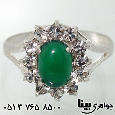 انگشتر عقیق سبز شکوفه