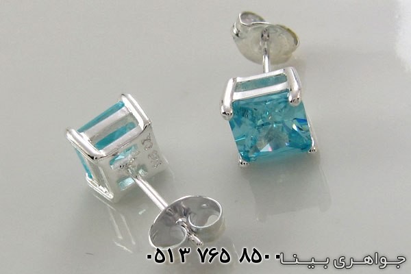 گوشواره آکوآمارین مربع
