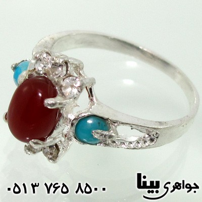 انگشتر عقیق کنار فیروزه