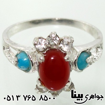انگشتر عقیق کنار فیروزه