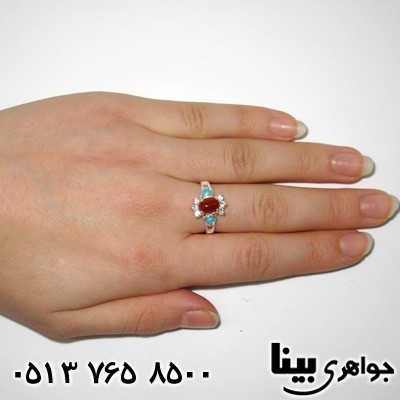 انگشتر عقیق کنار فیروزه