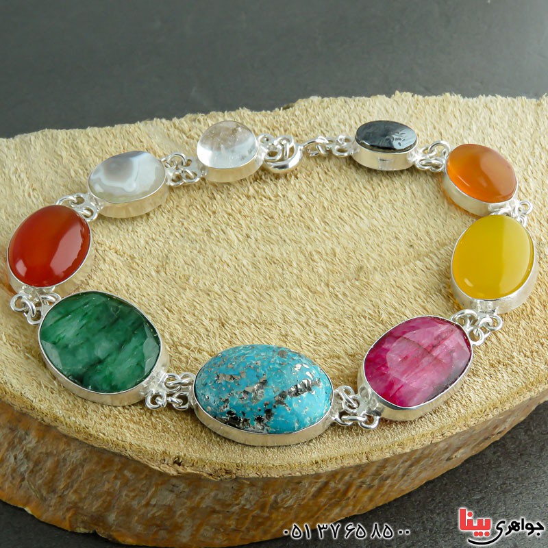دستبند چند جواهر سنگ درمانی مدل سلجوقی _کد:21715