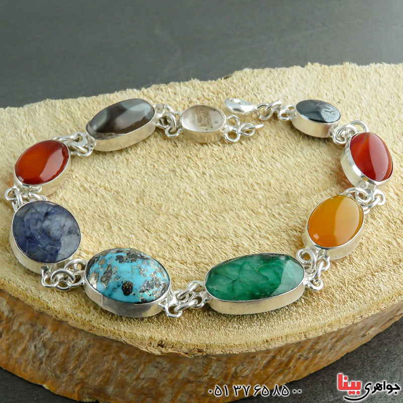 دستبند چند جواهر سنگ درمانی مدل سلجوقی _کد:21716