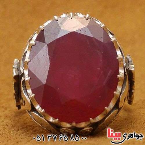 انگشتر یاقوت سرخ دور الماس مردانه بسیار عالی _کد:21749