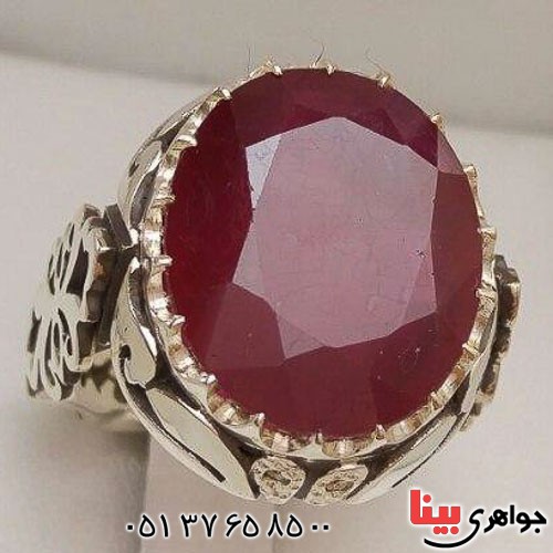 انگشتر یاقوت سرخ دور الماس مردانه بسیار عالی _کد:21749