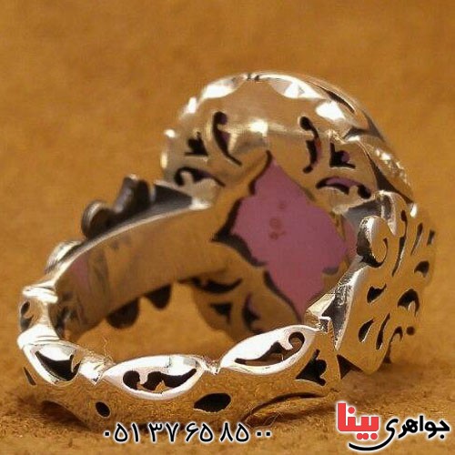 انگشتر عقیق یمنی کبود دور الماس بسیار عالی _کد:21750
