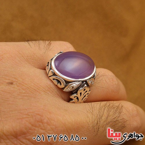 انگشتر عقیق یمنی کبود دور الماس بسیار عالی _کد:21750
