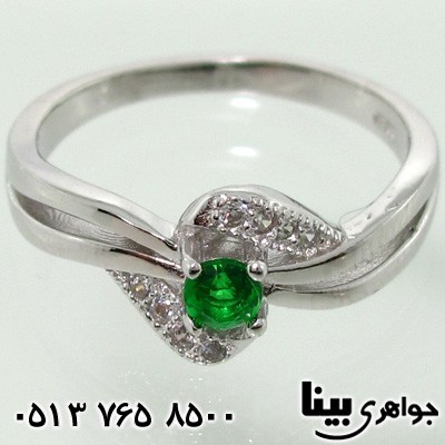 انگشتر نقره نگین سبز کریستالی