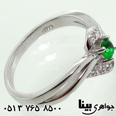انگشتر نقره نگین سبز کریستالی