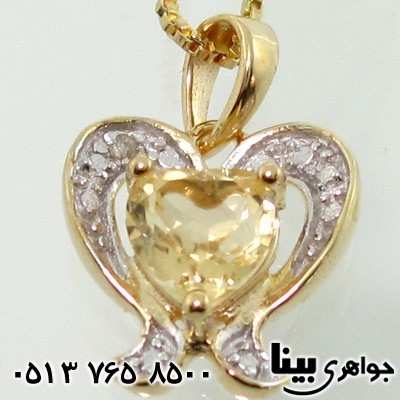 گردنبند سیترین و الماس طرح قلبی