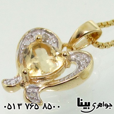 گردنبند سیترین و الماس طرح قلبی