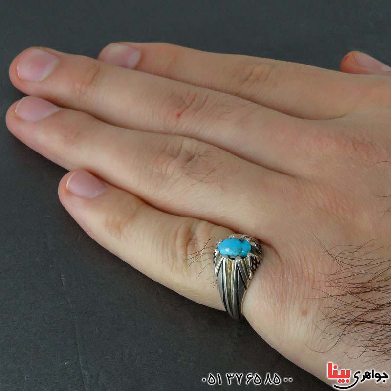 انگشتر فیروزه نیشابوری مردانه بسیار زیبا _کد:21786