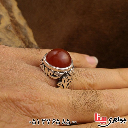 انگشتر عقیق یمنی دور الماس مردانه بسیار عالی _کد:21799