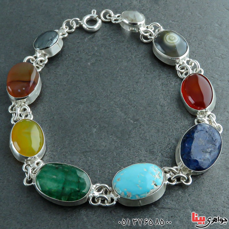 دستبند چند جواهر سنگ درمانی مدل سلجوقی _کد:21821
