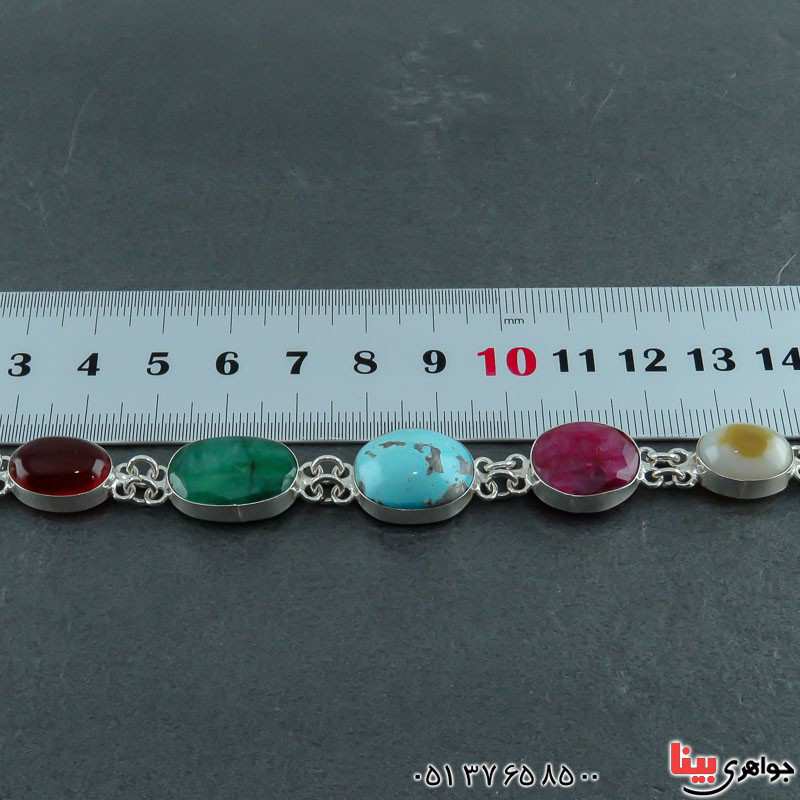 دستبند چند جواهر سنگ درمانی مدل سلجوقی _کد:21837