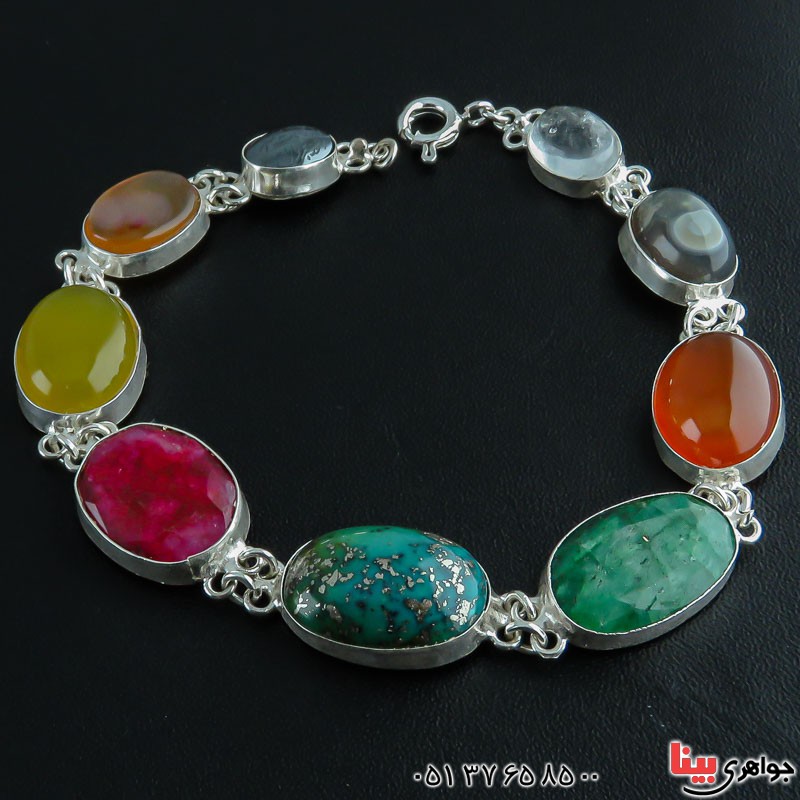 دستبند چند جواهر سنگ درمانی مدل سلجوقی _کد:21838