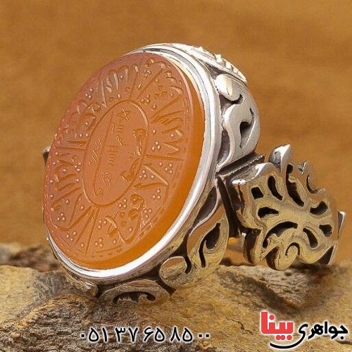 انگشتر عقیق یمنی دور الماس مردانه _کد:21857
