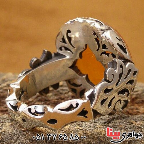 انگشتر عقیق یمنی دور الماس مردانه _کد:21857