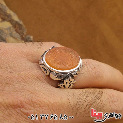 انگشتر عقیق یمنی دور الماس مردانه _کد:21857