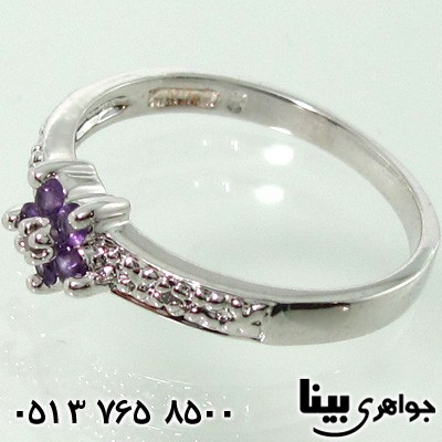انگشتر آمتیست و الماس گل