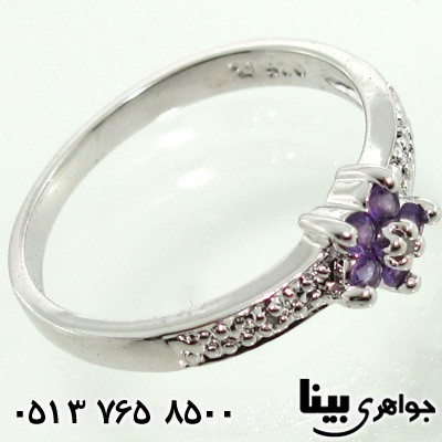 انگشتر آمتیست و الماس گل