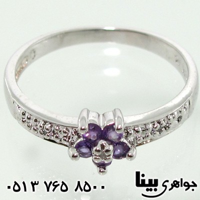 انگشتر آمتیست و الماس گل