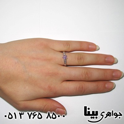 انگشتر آمتیست و الماس گل