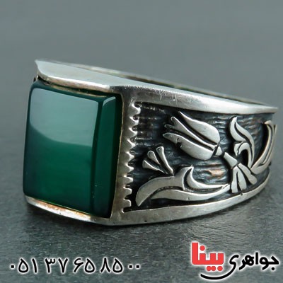 انگشتر عقیق سبز  بسیار زیبا _کد:21869