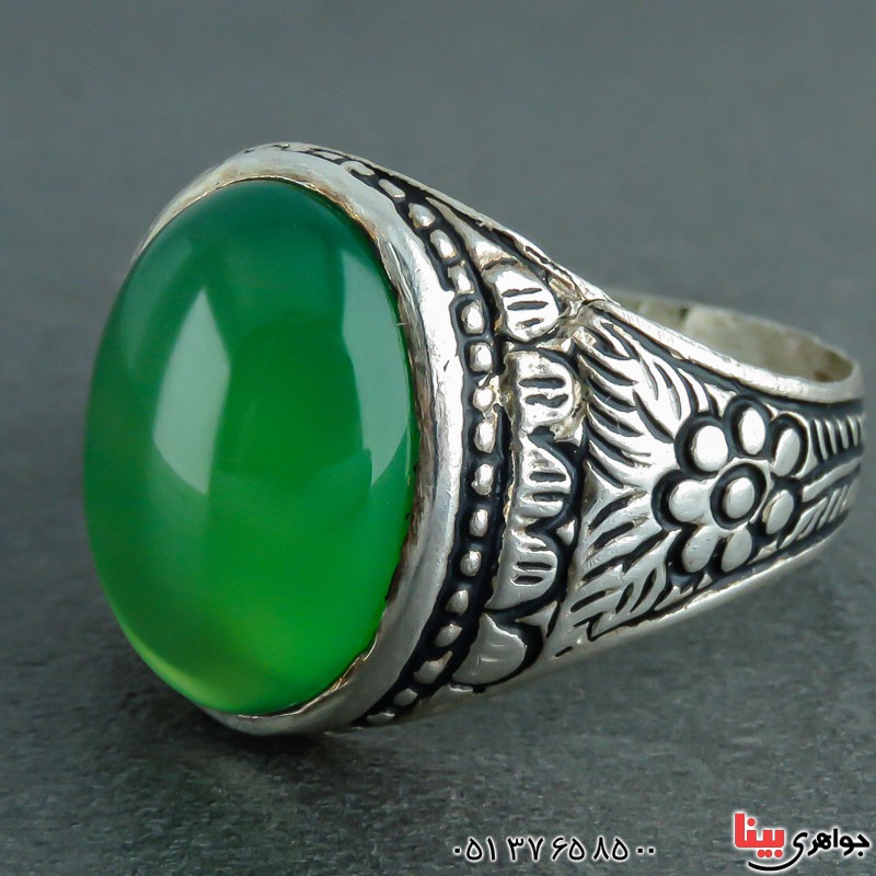 انگشتر عقیق سبز خوشرنگ خاص بسیار زیبا 