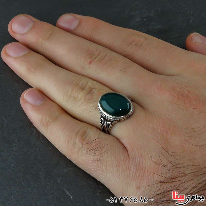 انگشتر عقیق سبز مردانه زیبا _کد:21907