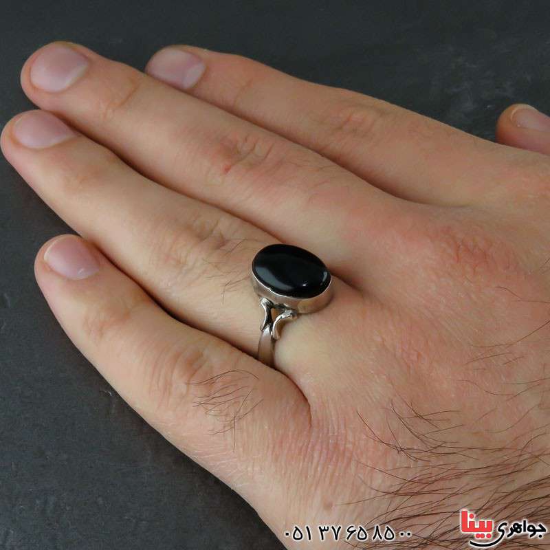 انگشتر عقیق سیاه (اونیکس) همراه با حرز امام جواد _کد:21910