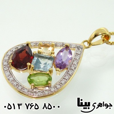 گردنبند چند جواهر زنانه اشکی سایز درشت