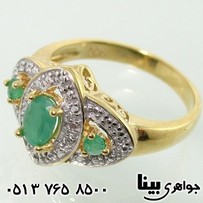 انگشتر زمرد زنانه برگی