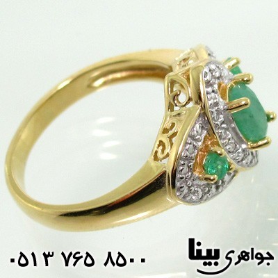انگشتر زمرد زنانه برگی