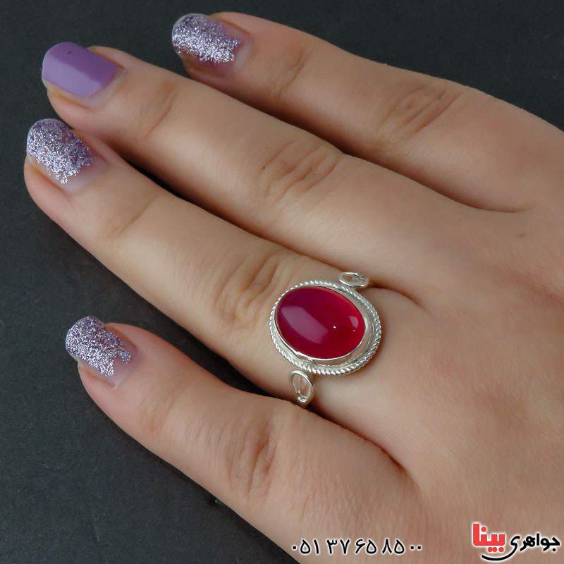 انگشتر جید صورتی شیک و خاص _کد:21936