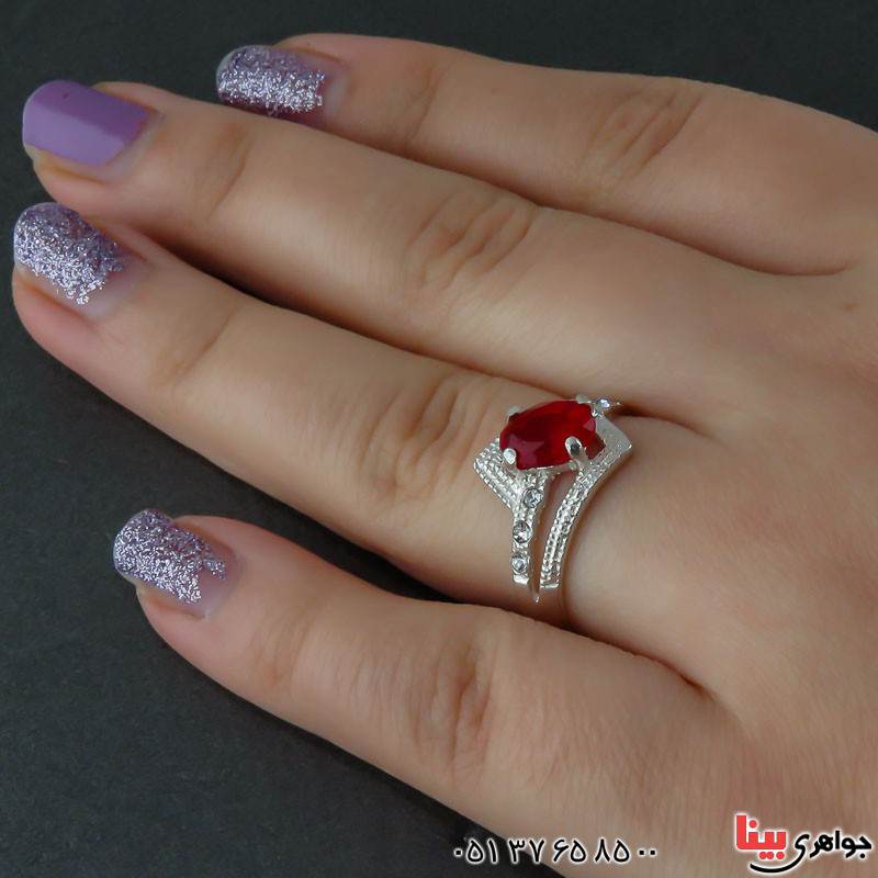 انگشتر جید سرخ زنانه زیبا _کد:21940
