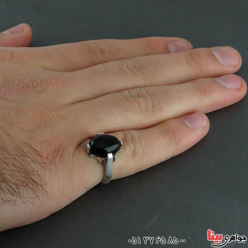انگشتر عقیق سیاه (اونیکس) مردانه درشت و زیبا _کد:21952