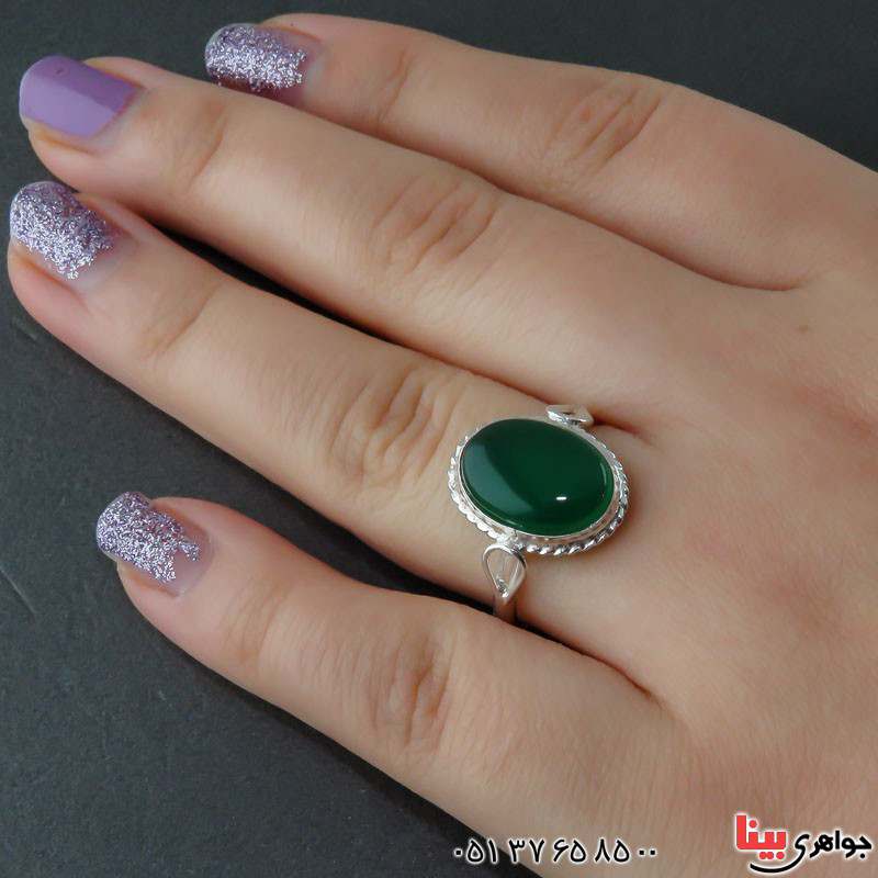 انگشتر عقیق سبز زنانه خوش رنگ _کد:21954