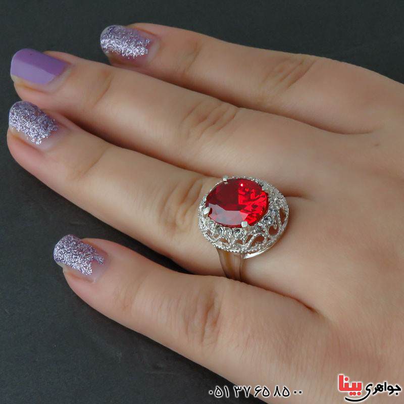 انگشتر یاقوت سرخ  خوشرنگ زنانه بسیار زیبا _کد:21957