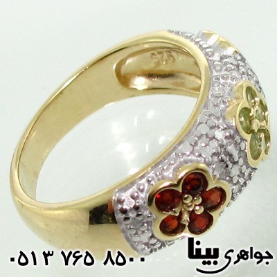 انگشتر چند جواهر آمتیست، زبرجد، گارنت گل زنانه
